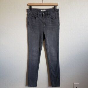 Madewell 9" Mid-Rise Skinny Jeans Raw Frayed Hem Faded Black Sea Size Women's 28